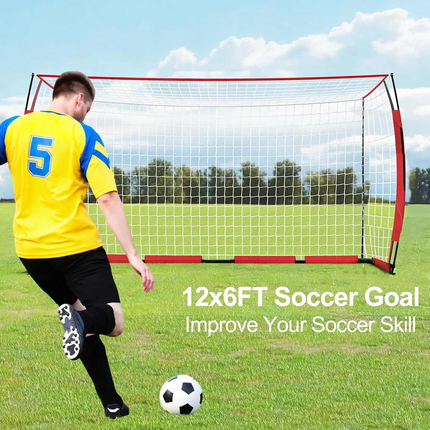 HiMISS Foldable Heavy Duty Metal Frame Soccer Goal With Bag