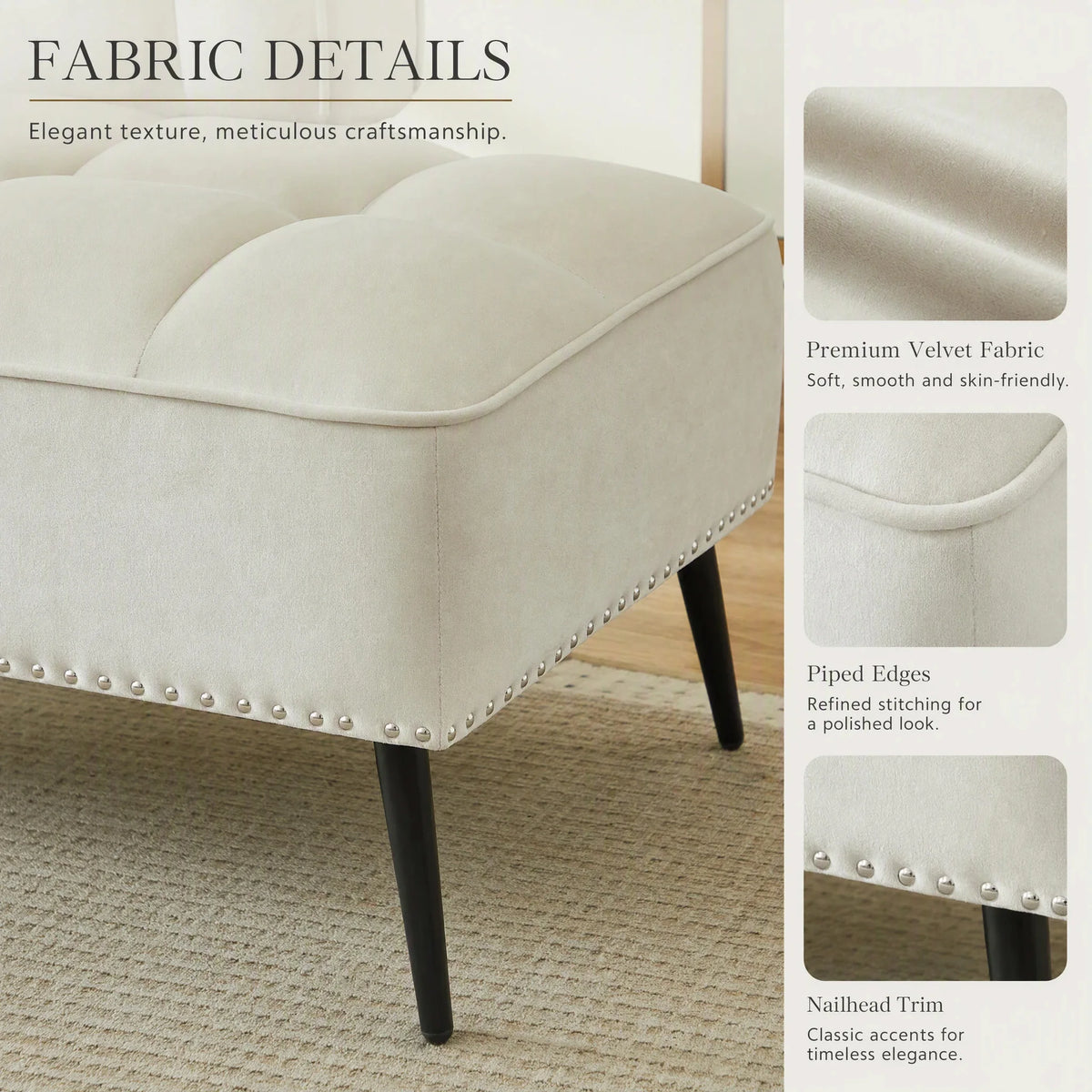 Modern Armless Velvet Sofa With Integrated Rotating Side Table