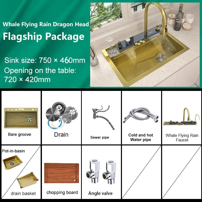Telisiya Stainless Steel Rectangular Kitchen Sink With Digital Display