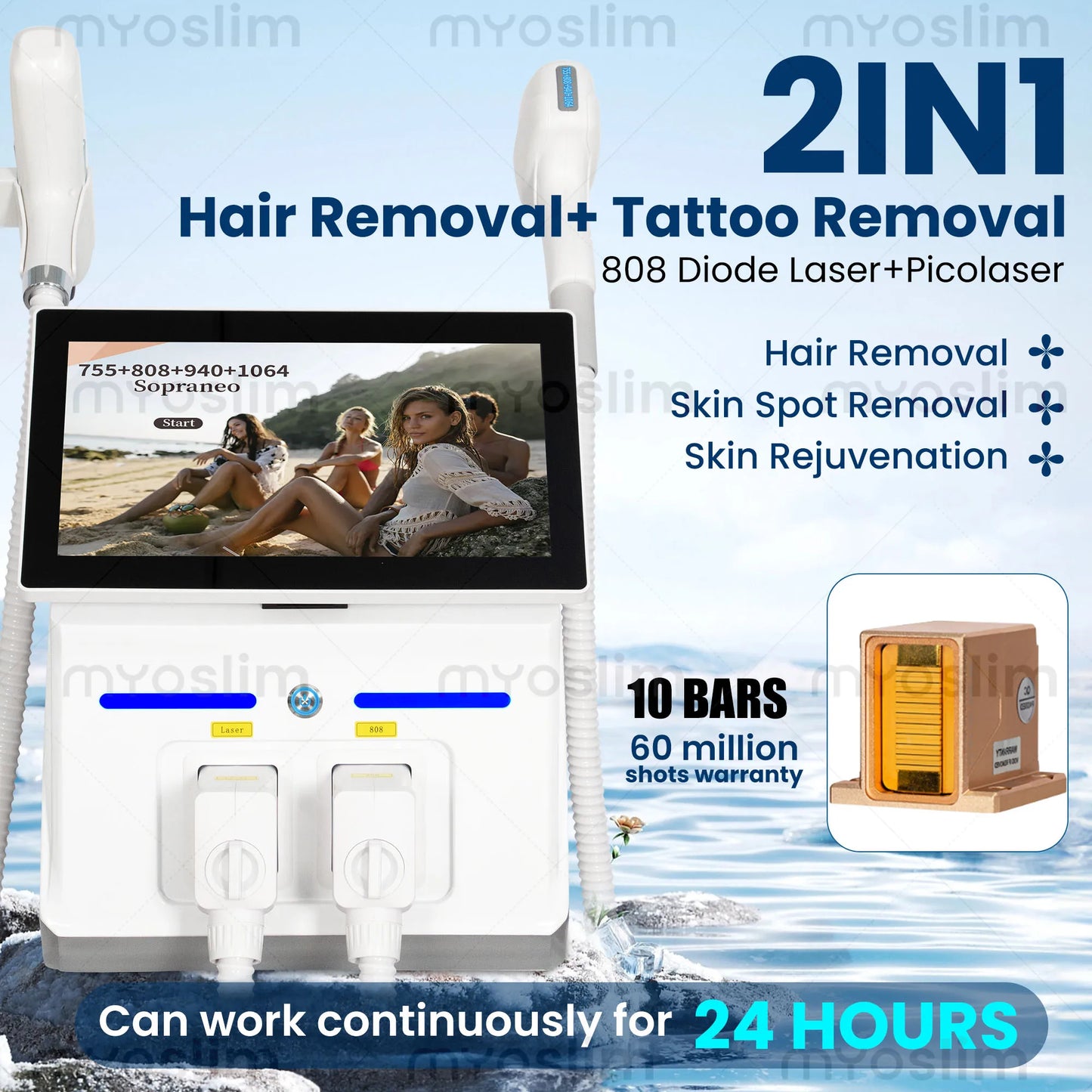 MYOSLIM 2-in-1 Hair Removal and Tattoo Laser Machine