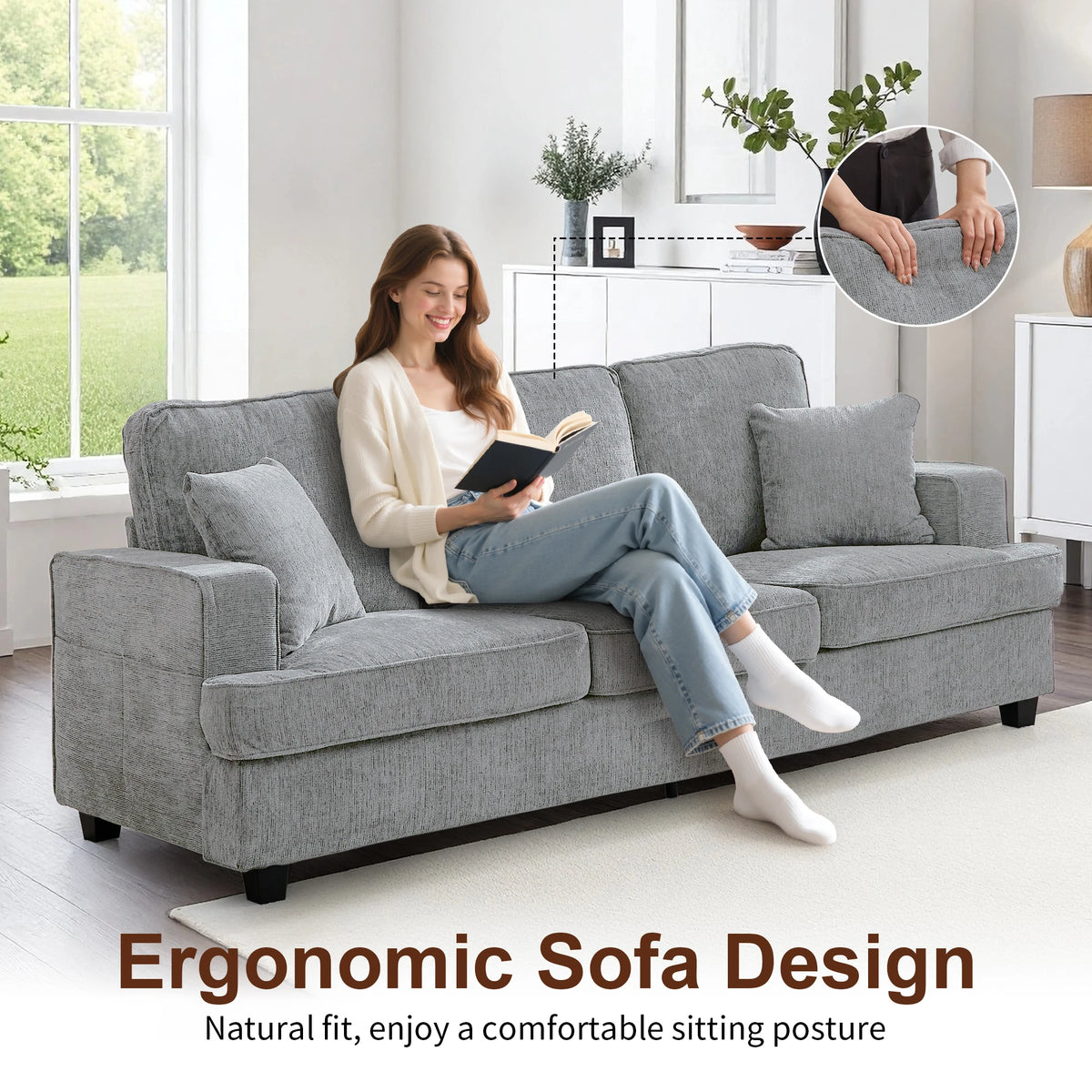 Modern Chenille Cloud Couch Sofa For Living Room Decor