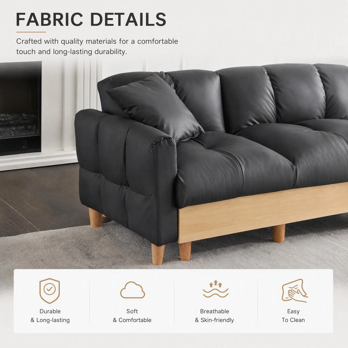 Convertible Fabric Sofa Bed With Convenient Storage For Home Use