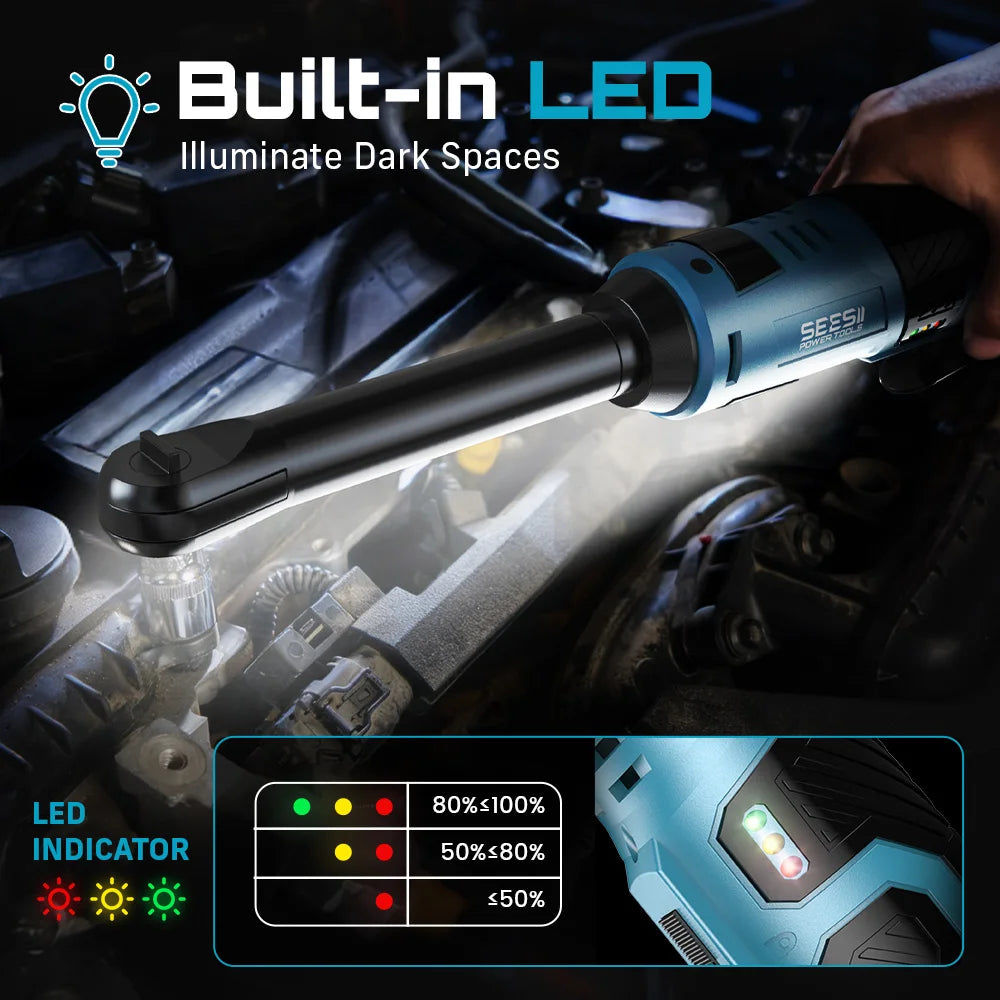 Seesii Cordless Brushless Electric Angle Wrench With Batteries