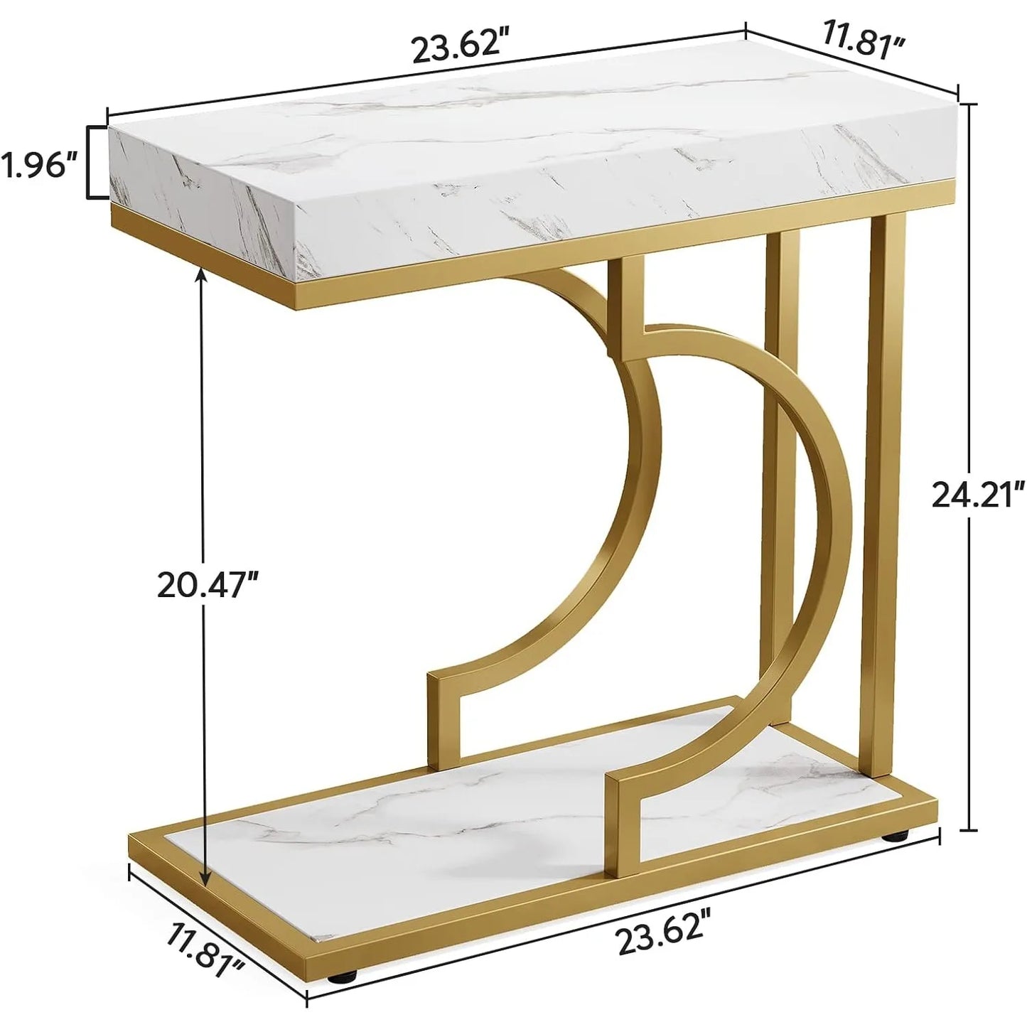 LITTLE TREE C Shaped Modern End Table With Metal Frame