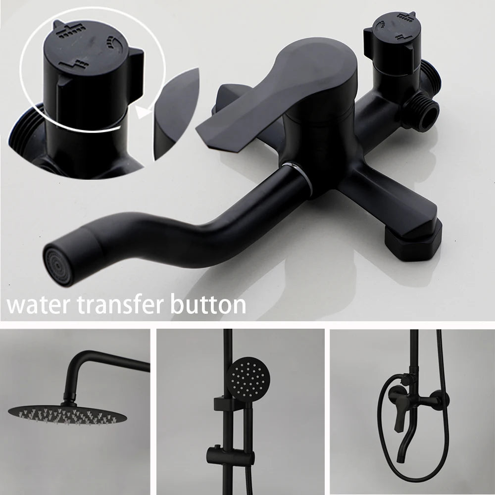 SINLAKU Bathroom Rainfall Shower Mixer Set With Storage Shelf
