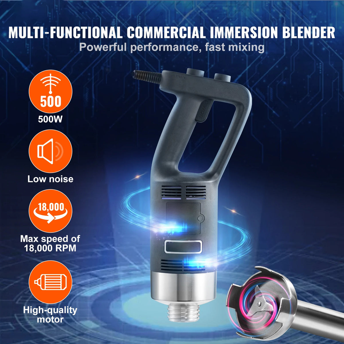 SucceBuy Commercial Immersion Blender Heavy Duty Variable Speed Mixer