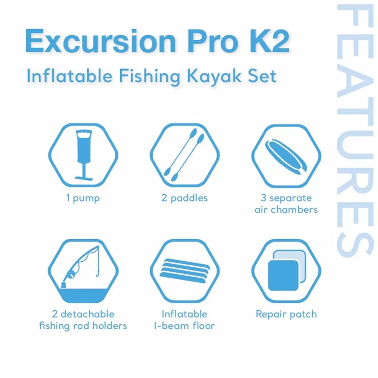 Excursion Pro K2 Inflatable Kayak Set With Deluxe Paddles And Pump
