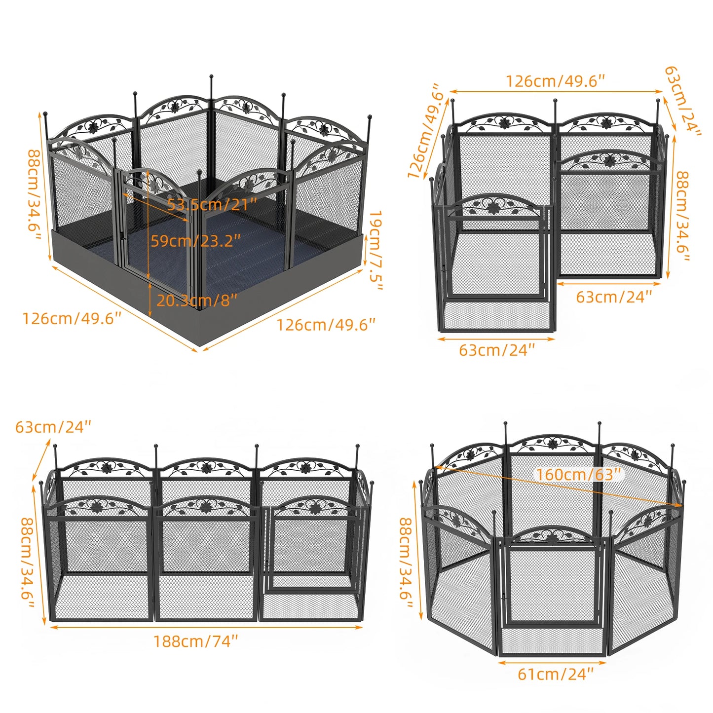 BINGOPAW 8 Panel Heavy Duty Dog Playpen Waterproof Whelping Pad