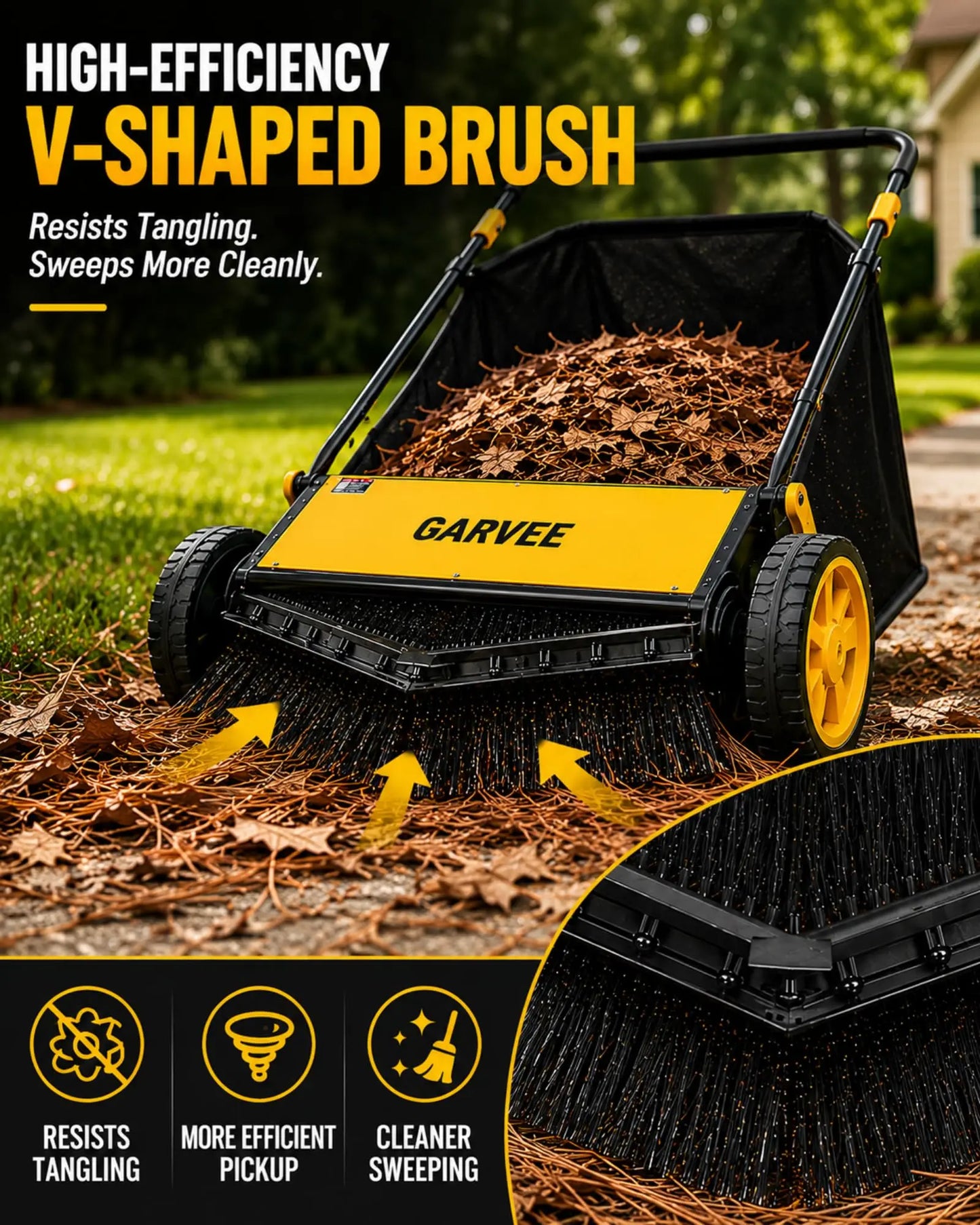 HiMISS Manual Lawn Sweeper Leaf And Grass Collector