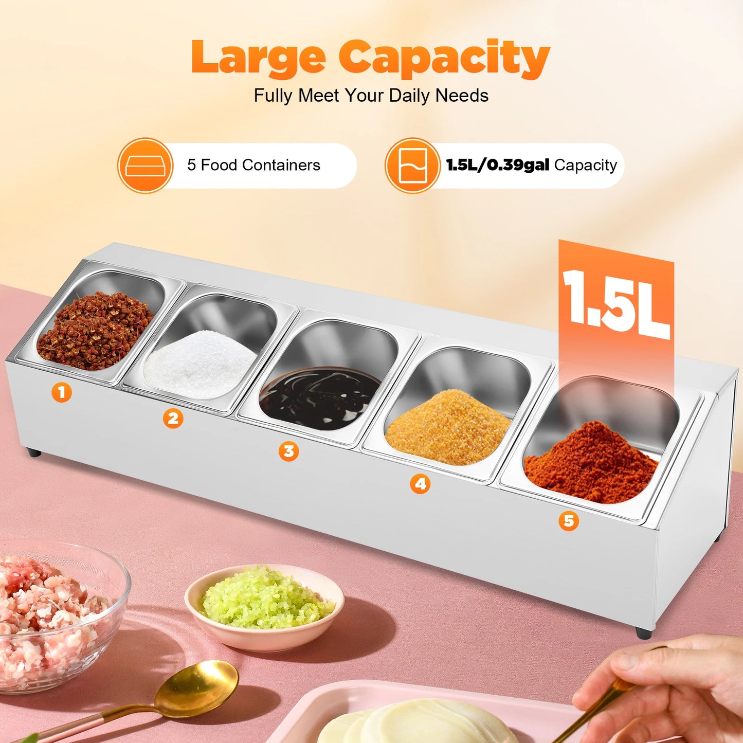 Bymaocar 201 Stainless Steel Seasoning Box With Inclined Holder
