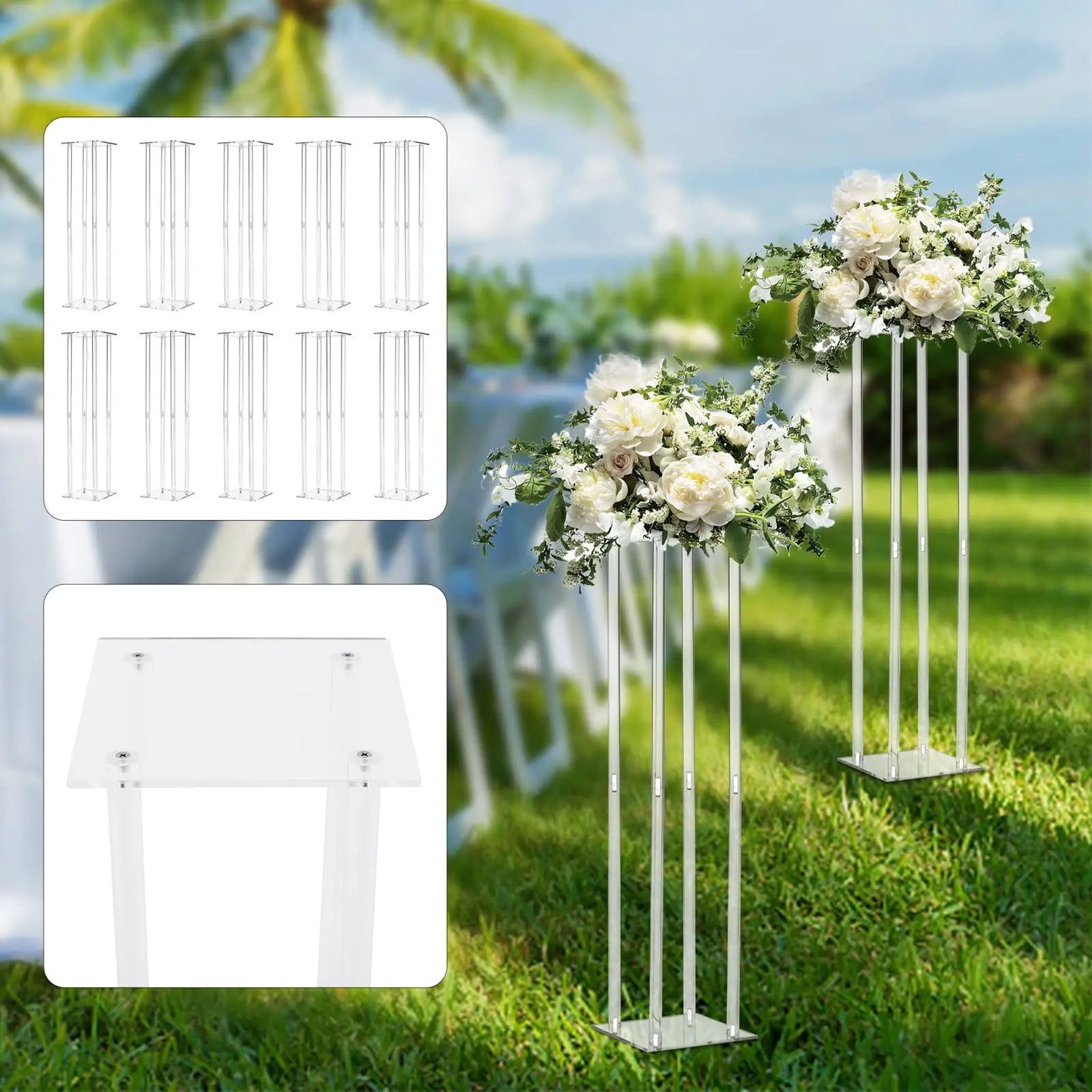 Acrylic Vase Column Stand 31.5 Inch Tall Centerpiece for Weddings