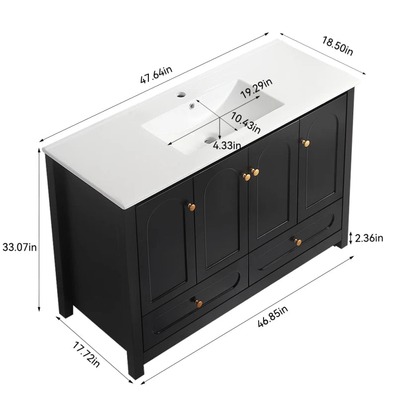 Bathroom Vanity Cabinet With Four Sliding Doors And Two Drawers