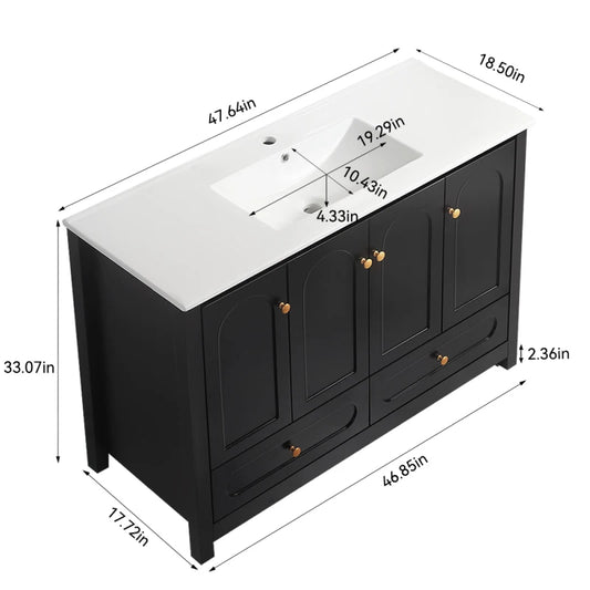 Bathroom Vanity Cabinet With Four Sliding Doors And Two Drawers