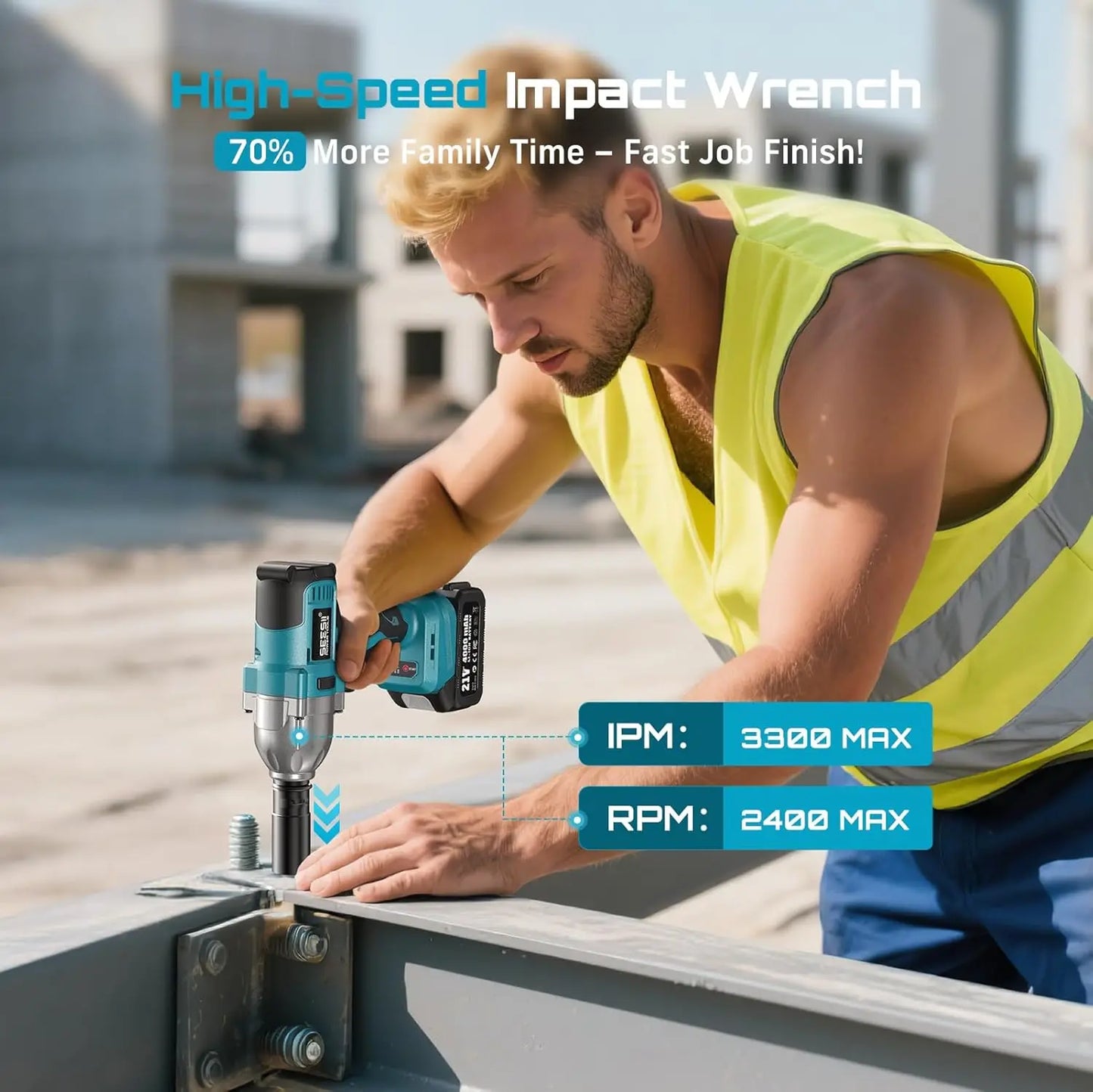 Seesii WH710 Pro Cordless Impact Wrench 1200Nm Brushless LED