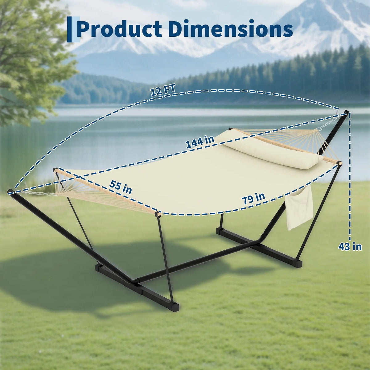 Cotton Hammock with Portable Steel Stand for Outdoor Camping