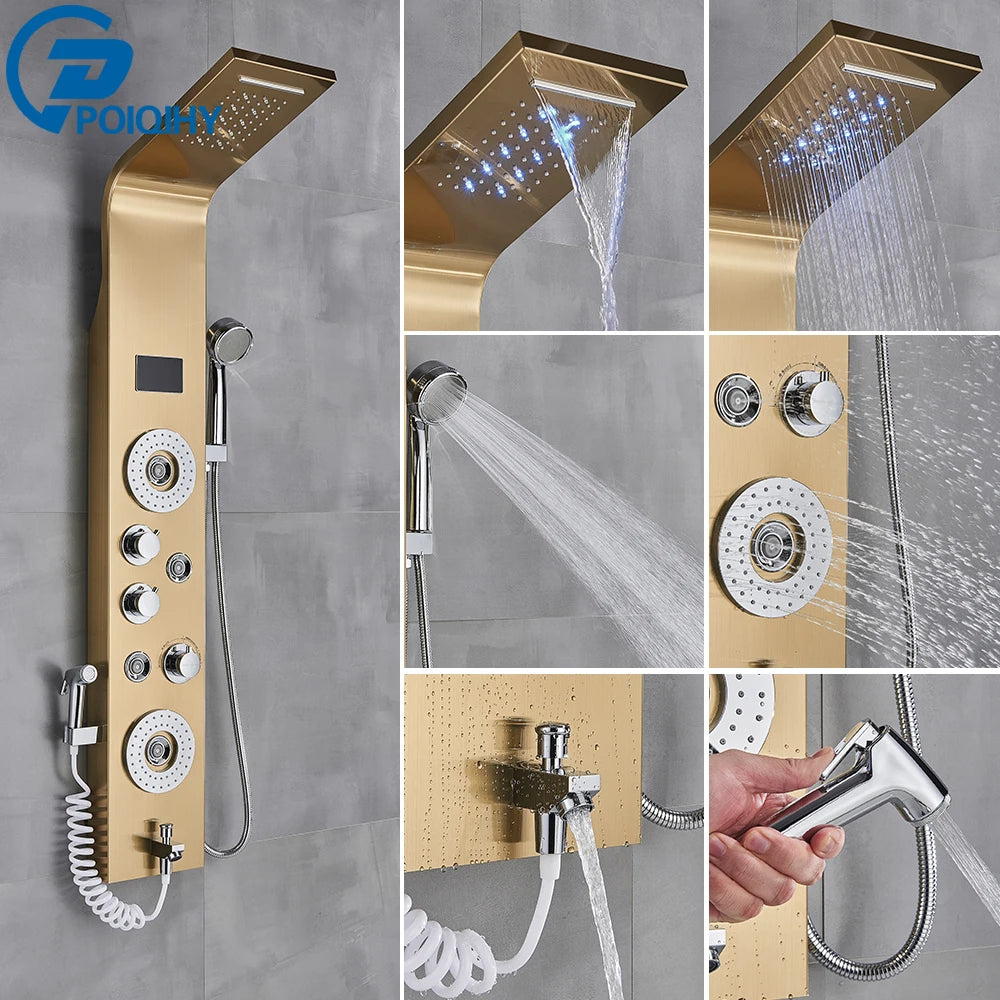 Poqihy Shower Faucet Bath Mixer Tap System With Handheld