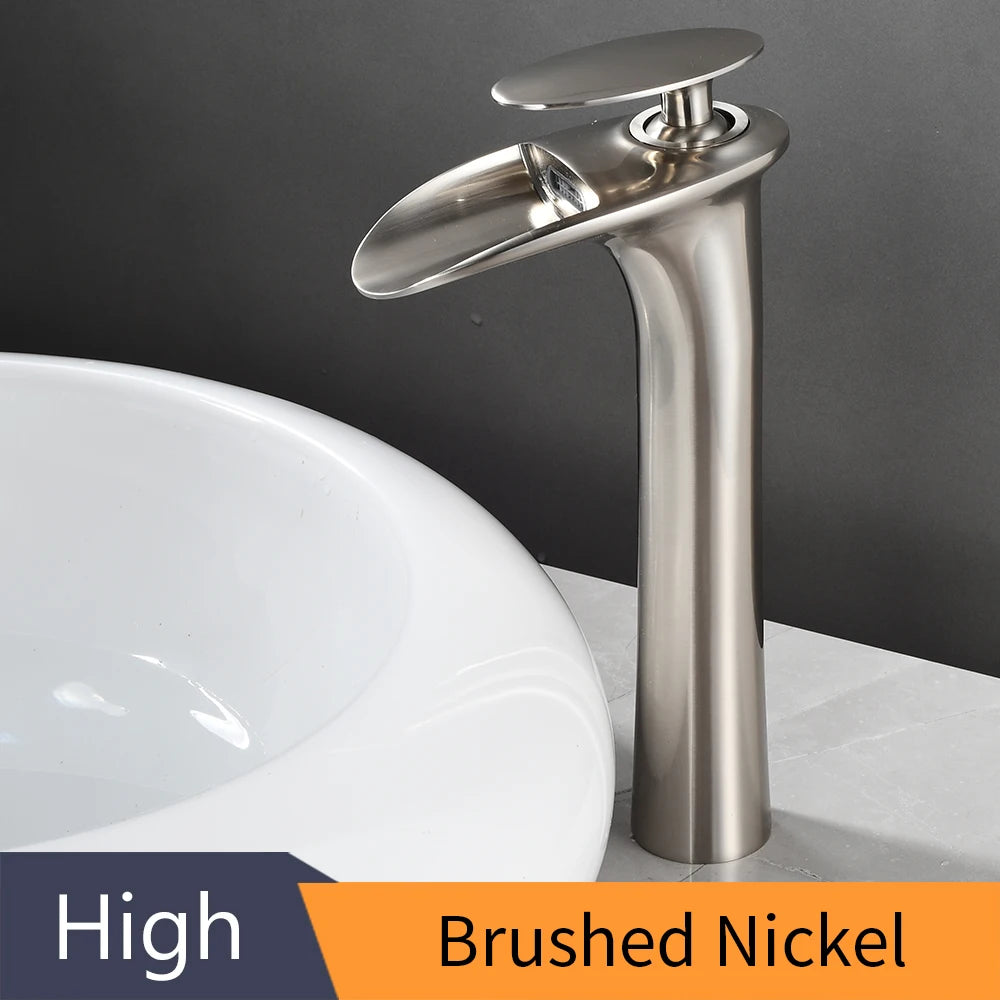 White Bathroom Basin Faucet Waterfall Lever Single Hole Mixer Tap
