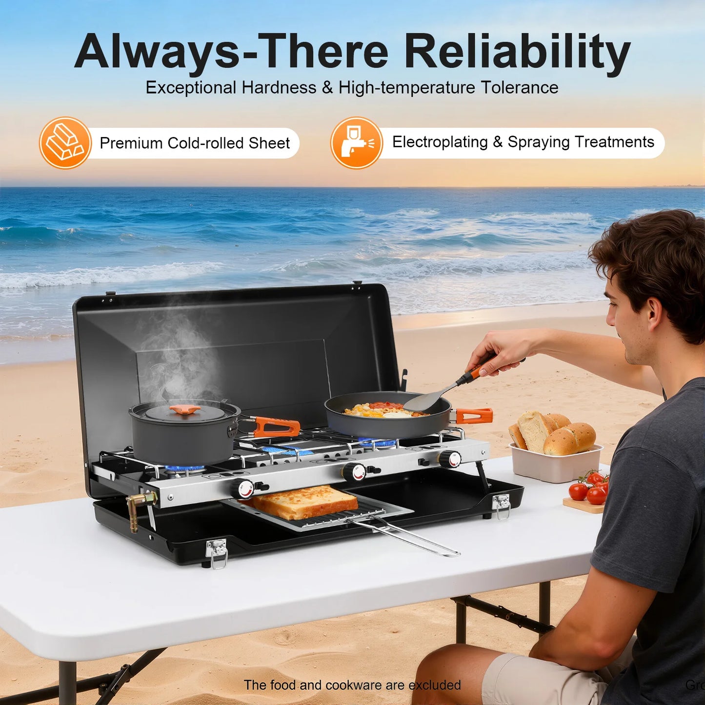 Portable 3 Burner Camping Stove Propane Butane Outdoor Grill