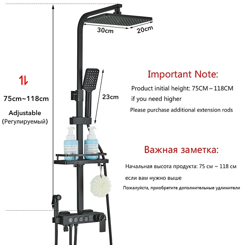 ALENARTWATER Black And Gold Shower Faucet Set With Dual Spray