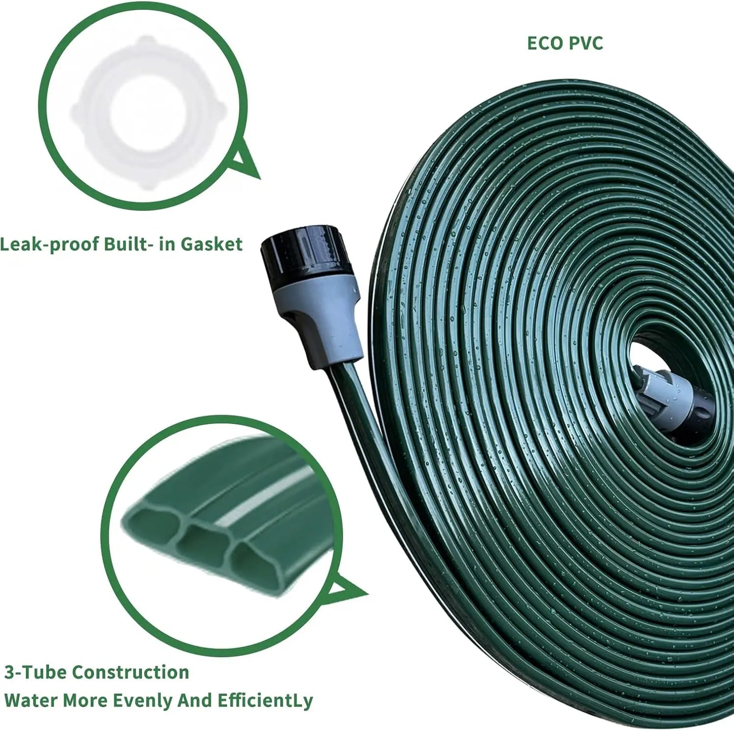 Heavy Duty Flat Soaker Sprinkler Hose With Stakes For Lawn
