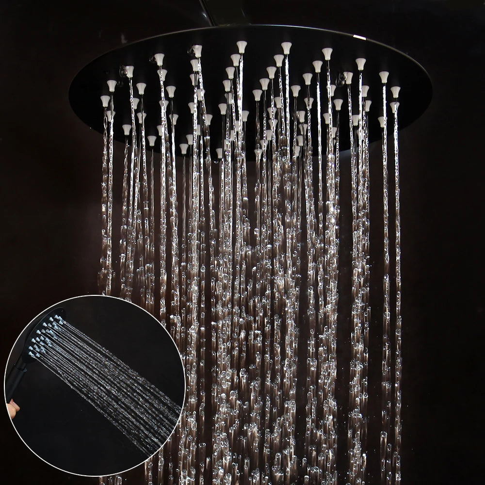 SINLAKU Bathroom Rainfall Shower Mixer Set With Storage Shelf