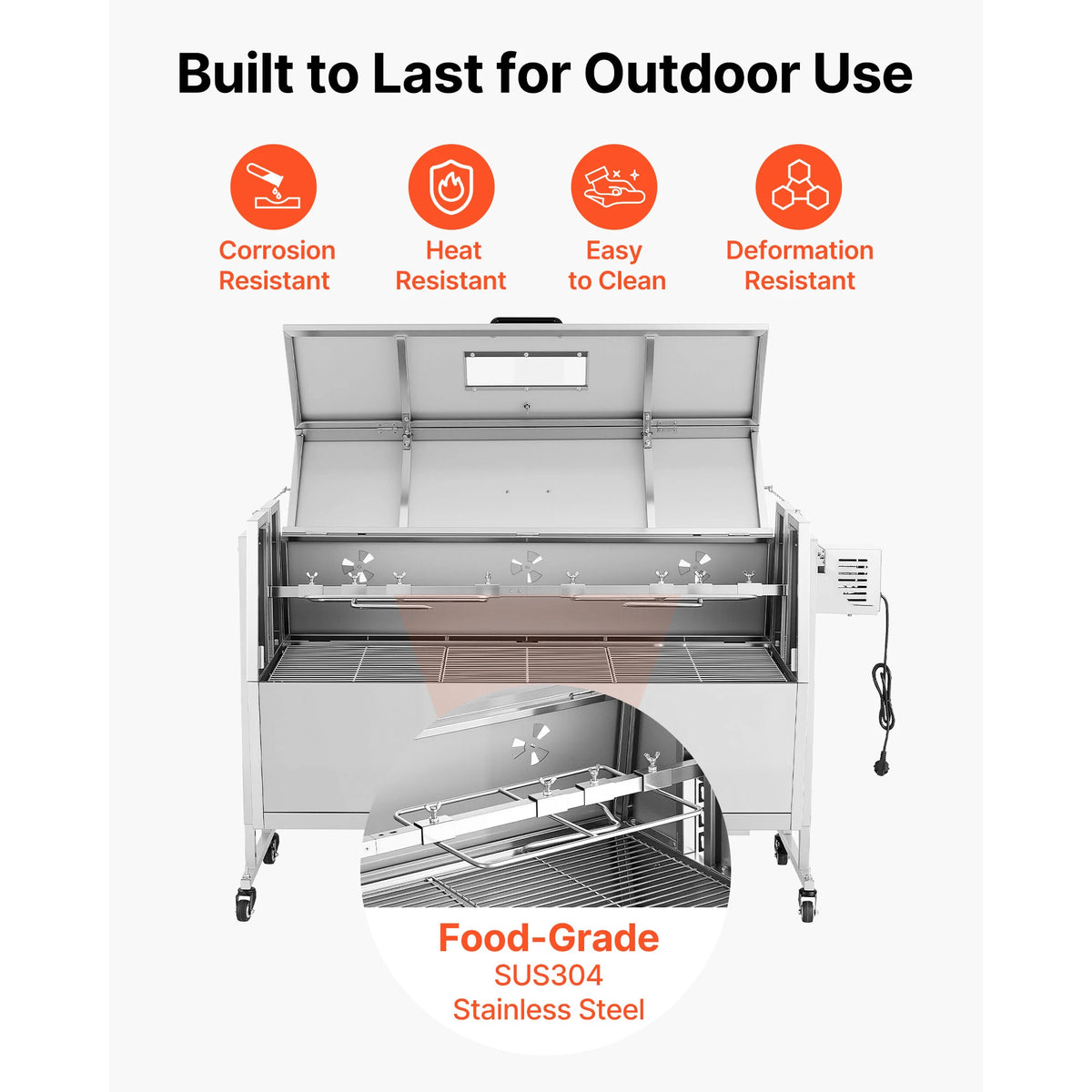 SucceBuy Stainless Steel Rotisserie Grill Kit For Outdoor BBQ