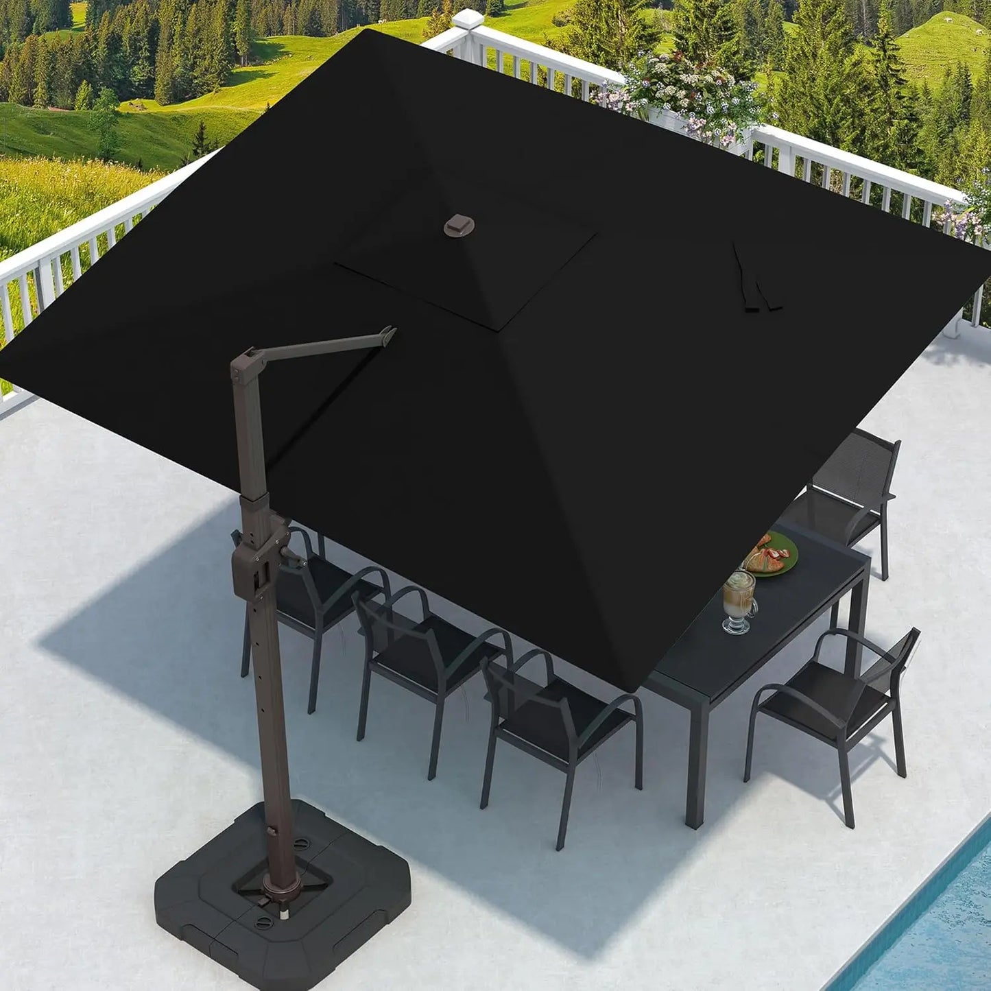 Cantilever Patio Umbrella With Base Included Rectangular Offset 7 Tilts