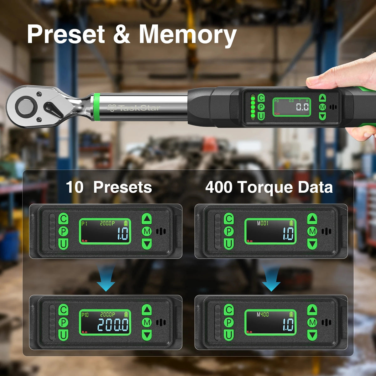 TaskStar Digital Torque Wrench With Adapters For Automotive Repair