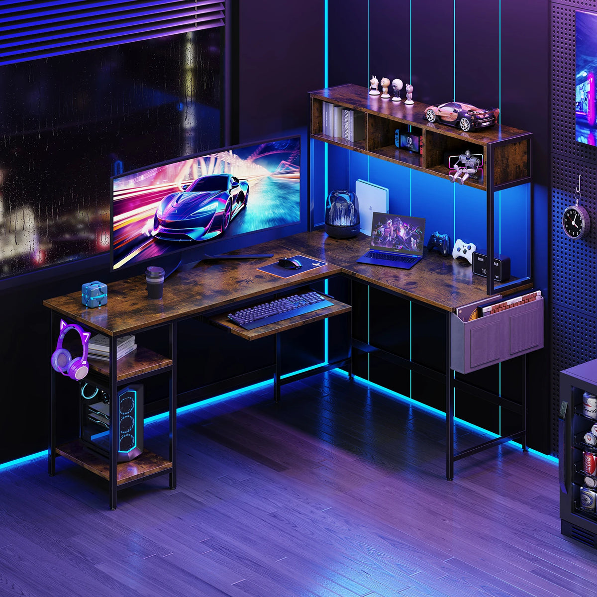 MCQ Reversible Standing Desk With LED Lighting For Home Office