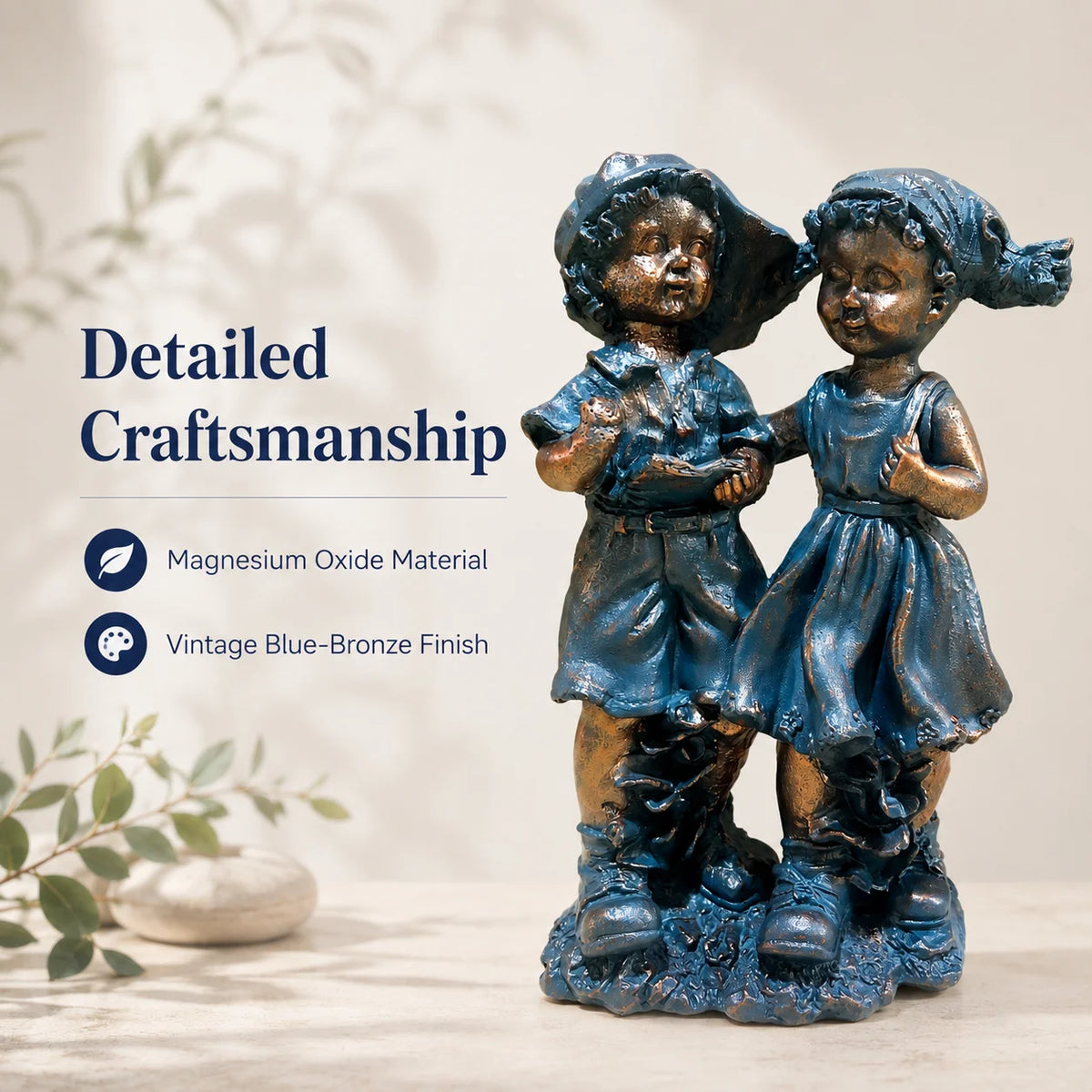 Boy And Girl Garden Statue Outdoor Figurine For Yard Decor