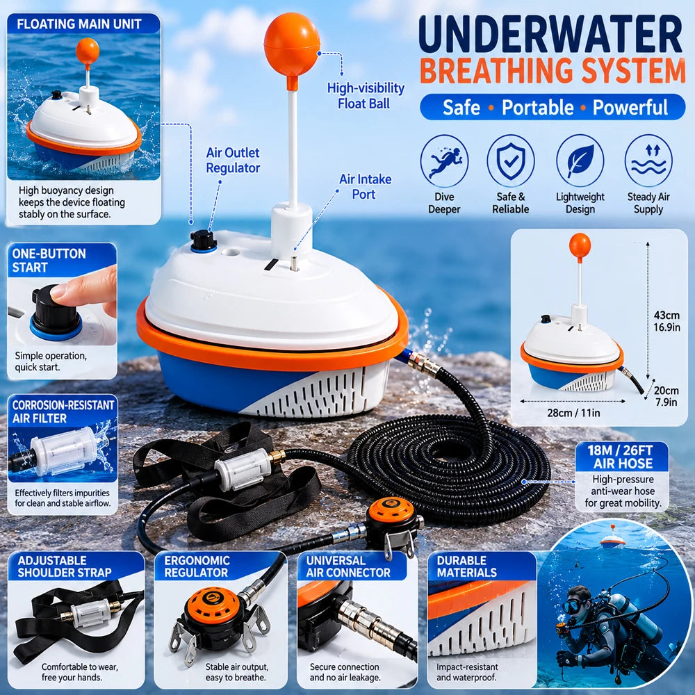 Lieyu Rechargeable Scuba Breathing System Underwater Respirator Device