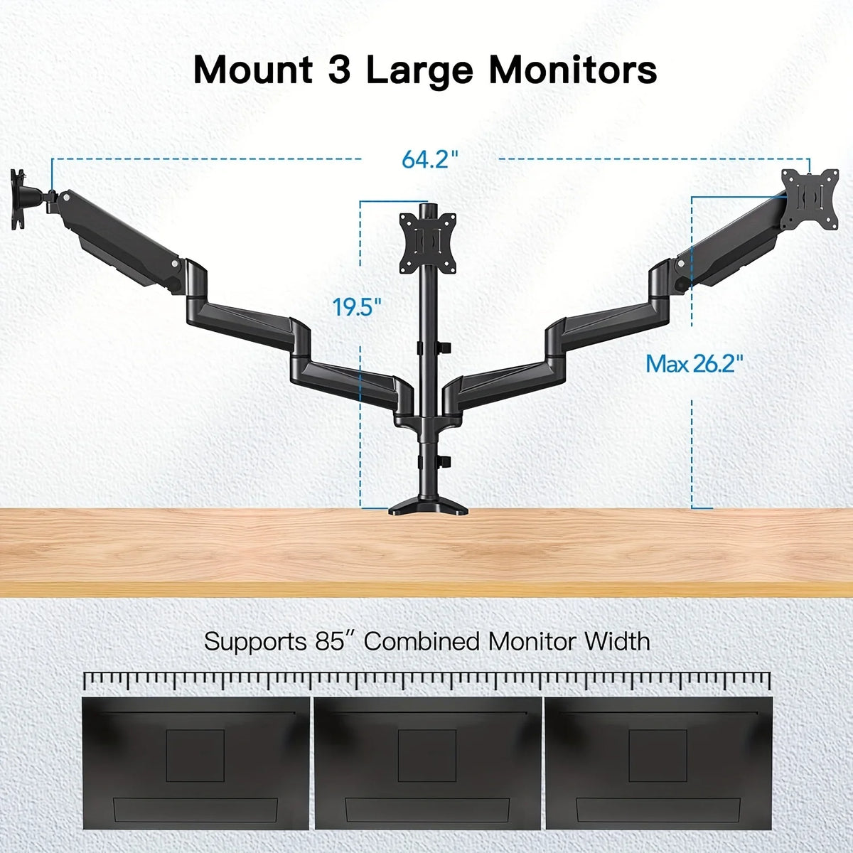 K Kyspho Articulating Triple Monitor Mount For Home Office