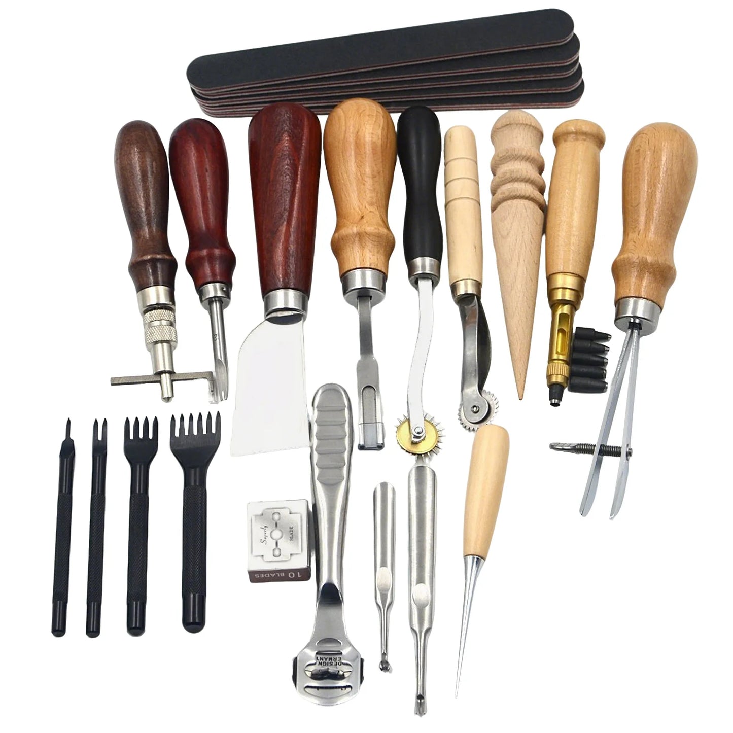Bymaocar Leather Tools 19 Pcs Kit With Stainless Steel Blades