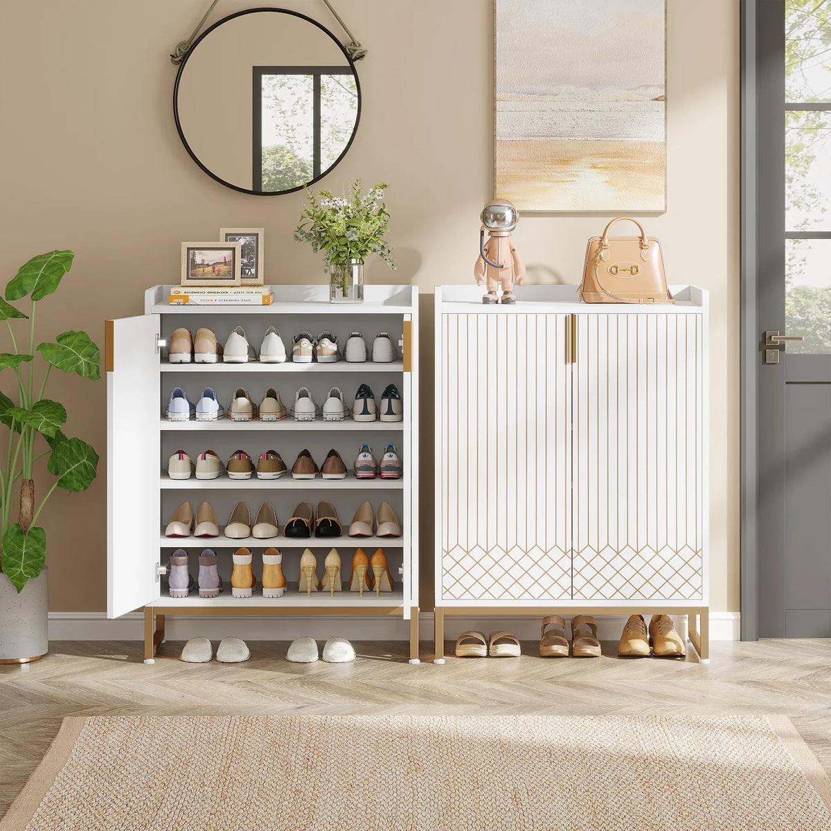 Tribesigns Modern Wood Shoe Cabinet Storage Rack For Bedroom Hallway