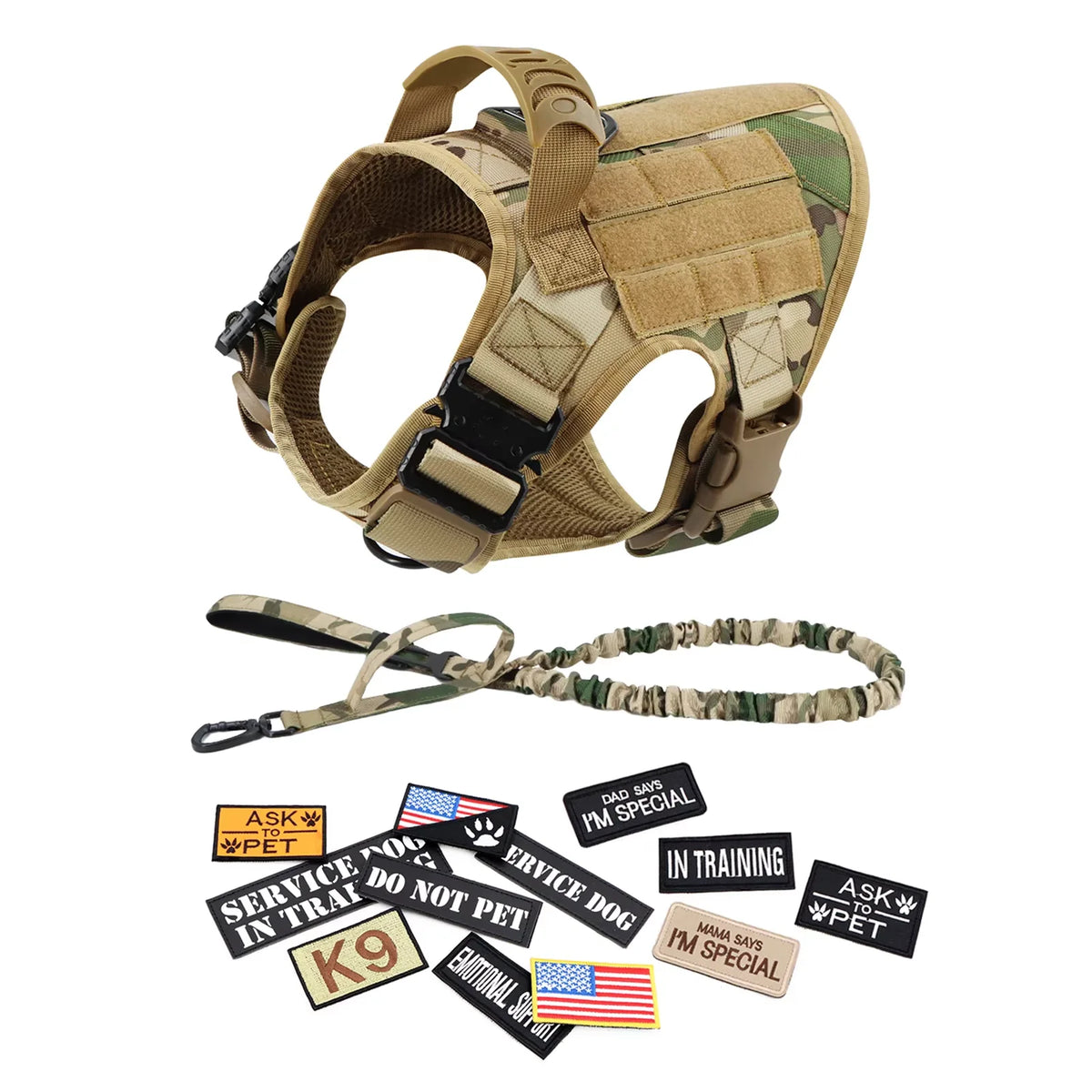 PetraVel Tactical Dog Vest Harness Set With Quick Release Buckle