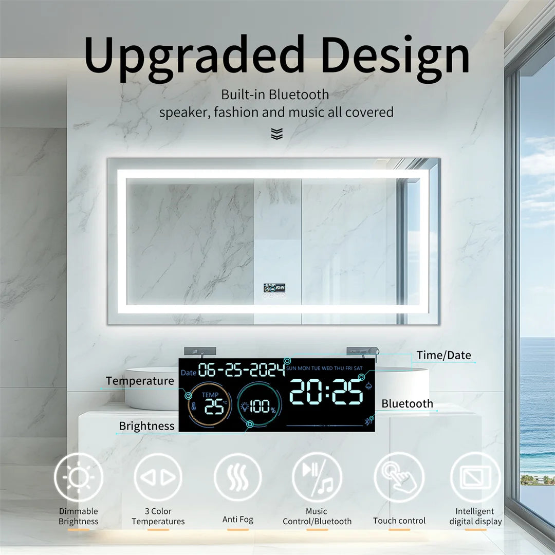 LUVODI Bluetooth LED Bathroom Mirror With Defogger And Speaker