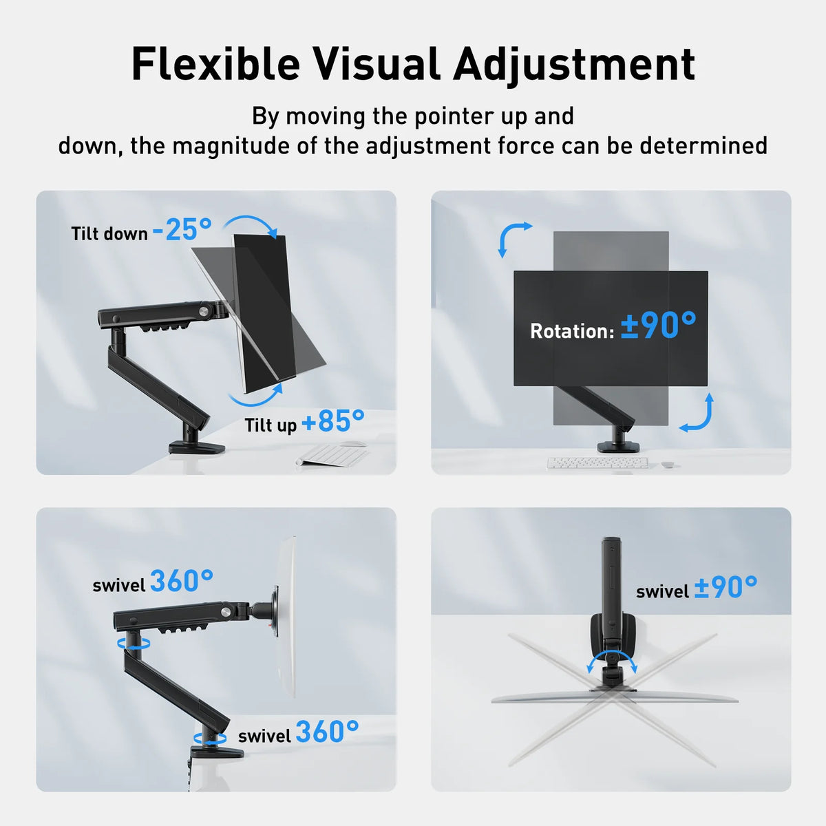 Kyspho Ergonomic Vesa Monitor Desk Mount Arm For Screens