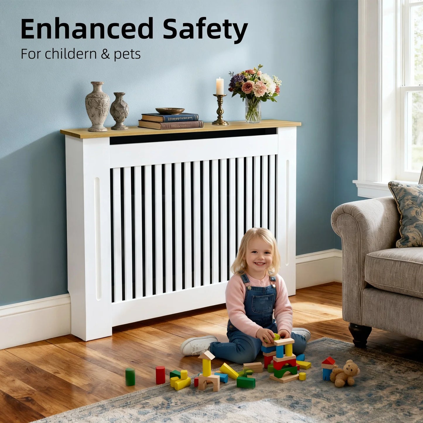 SL Radiator Cover Guard MDF Wood Grain For Home Office