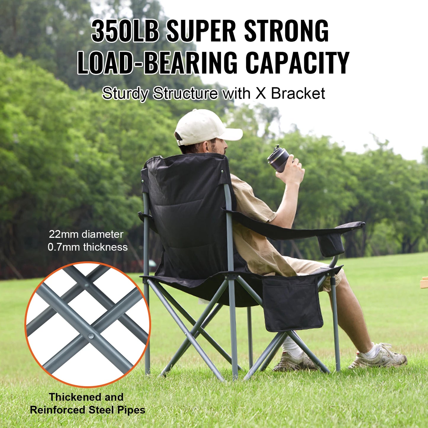 SucceBuy Ultralight Folding Camping Chair 350-Pound Capacity