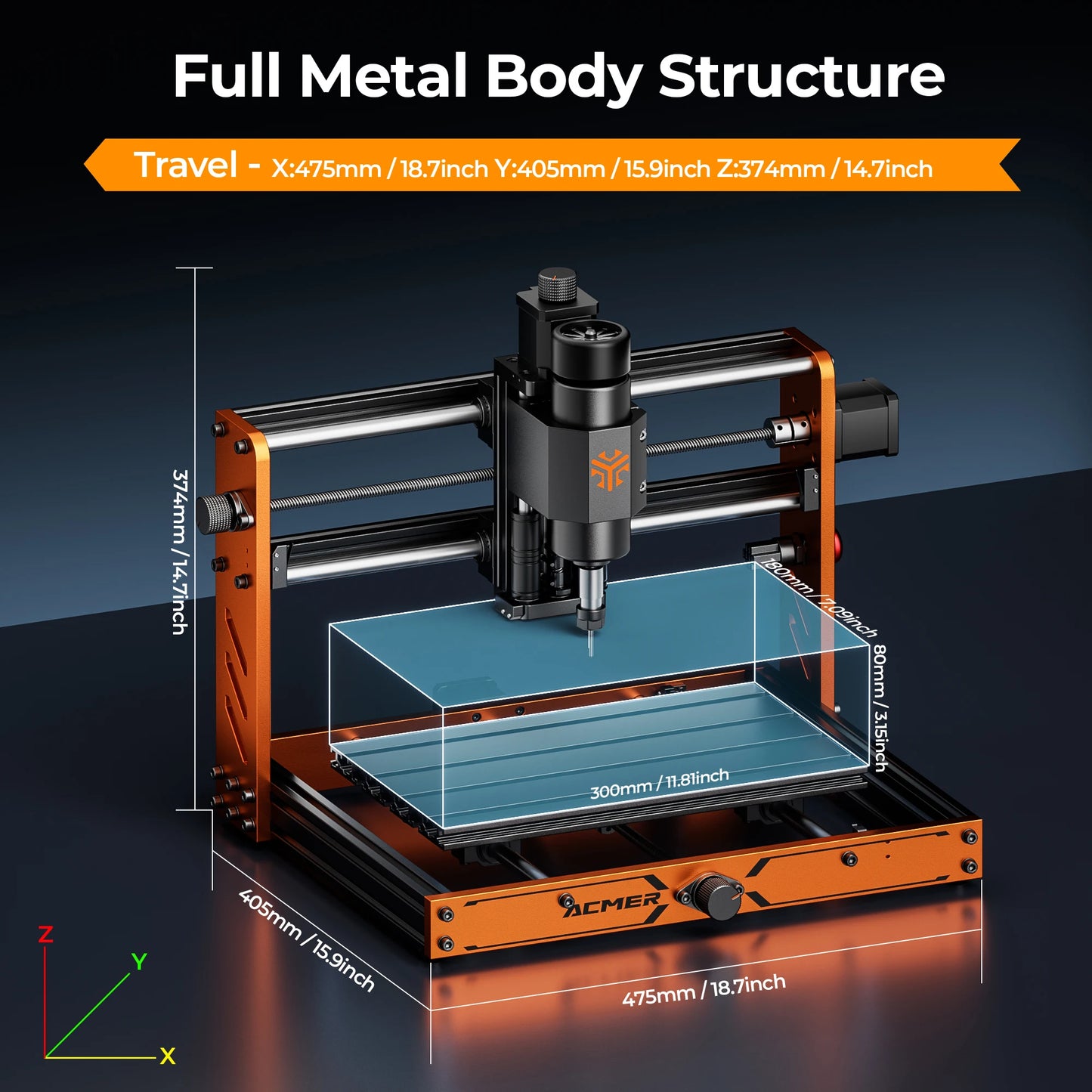 ACMER 500W CNC Router Machine For Wood PCB Leather Stone