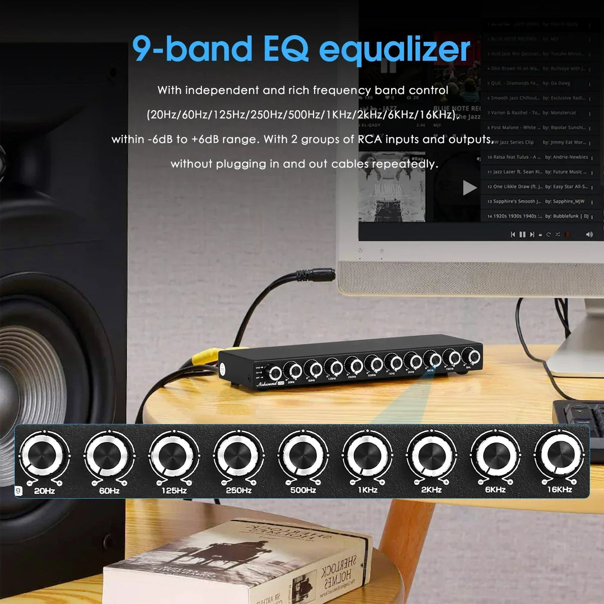 Douk Audio Eq9 9 Band Stereo Analog Equalizer Preamp