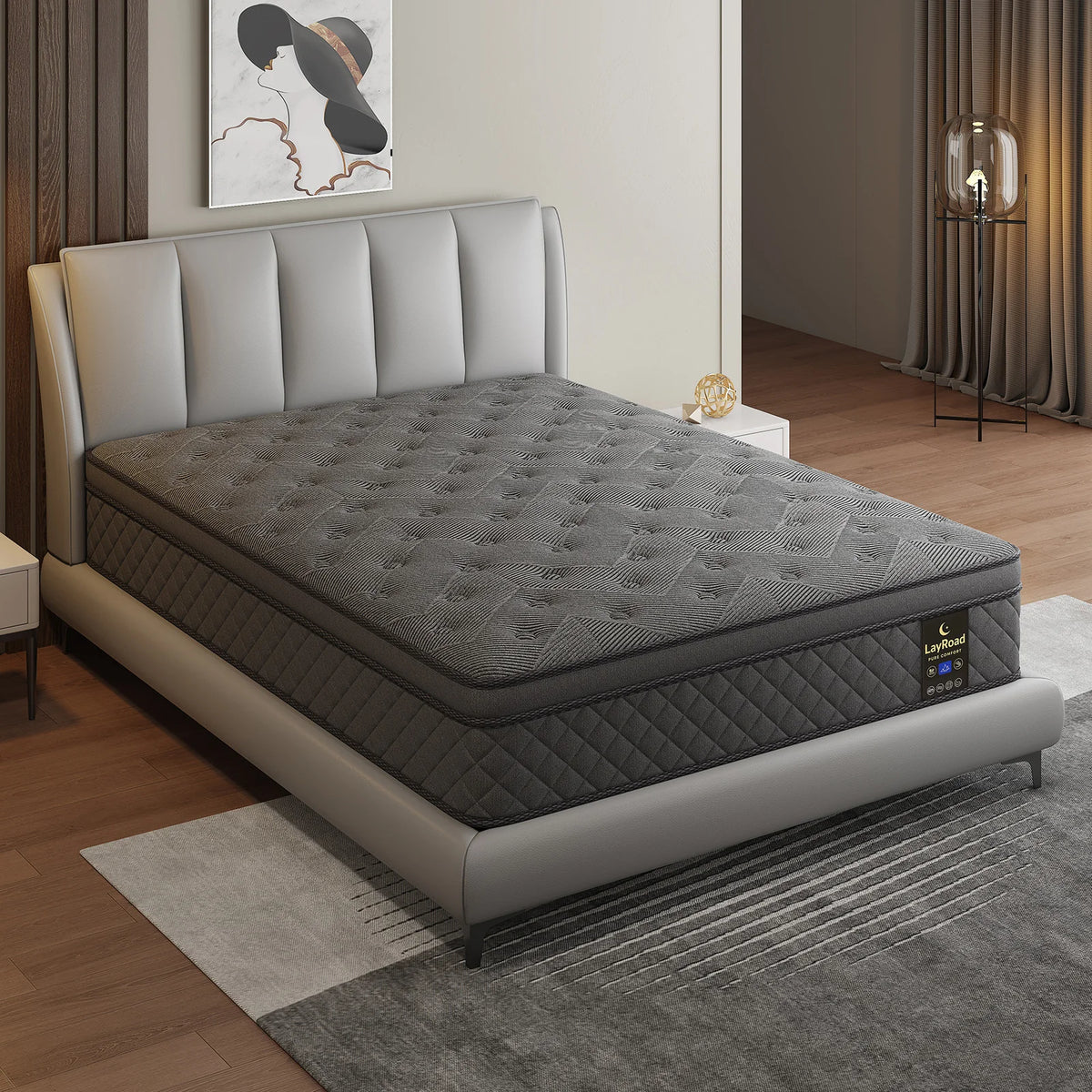 Layroad Gel Memory Foam Pocket Spring Mattress For Pressure Relief Motion Isolation