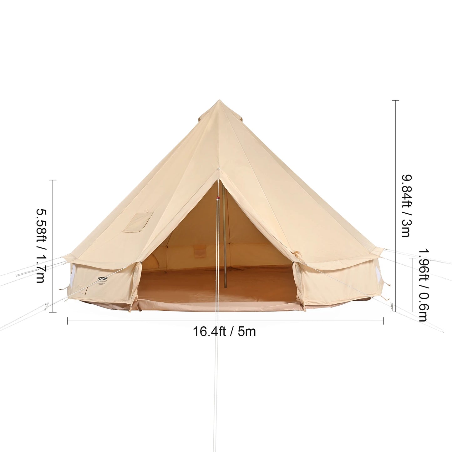 SucceBuy Canvas Bell Tent For Camping With Stove Breathable Shelter