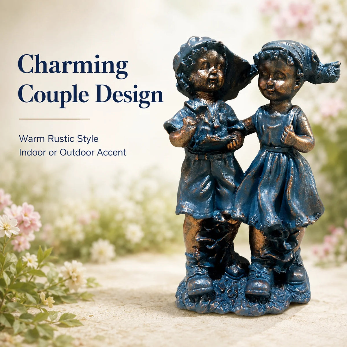 Boy And Girl Garden Statue Outdoor Figurine For Yard Decor
