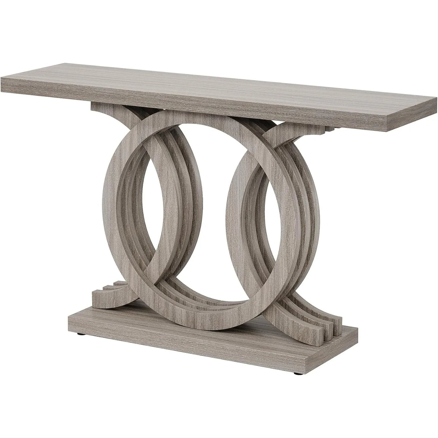 LITTLE TREE Geometric Wood Base Console Table For Entryway
