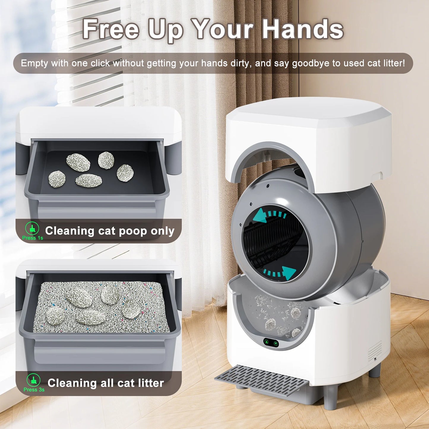 Ellenpent Automatic Self Cleaning Litter Box With App Control Sensor