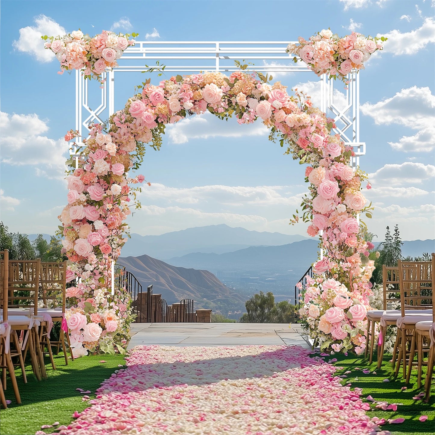 Modern White Wedding Archway Backdrop Stand For Ceremony And Proposal
