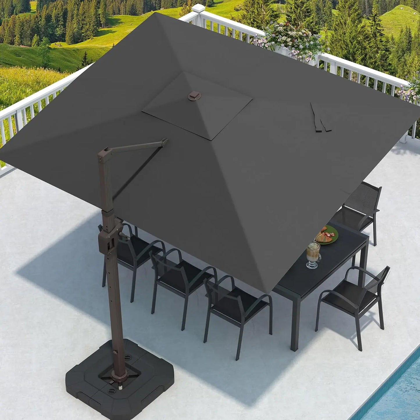 Cantilever Patio Umbrella With Base Included Rectangular Offset 7 Tilts