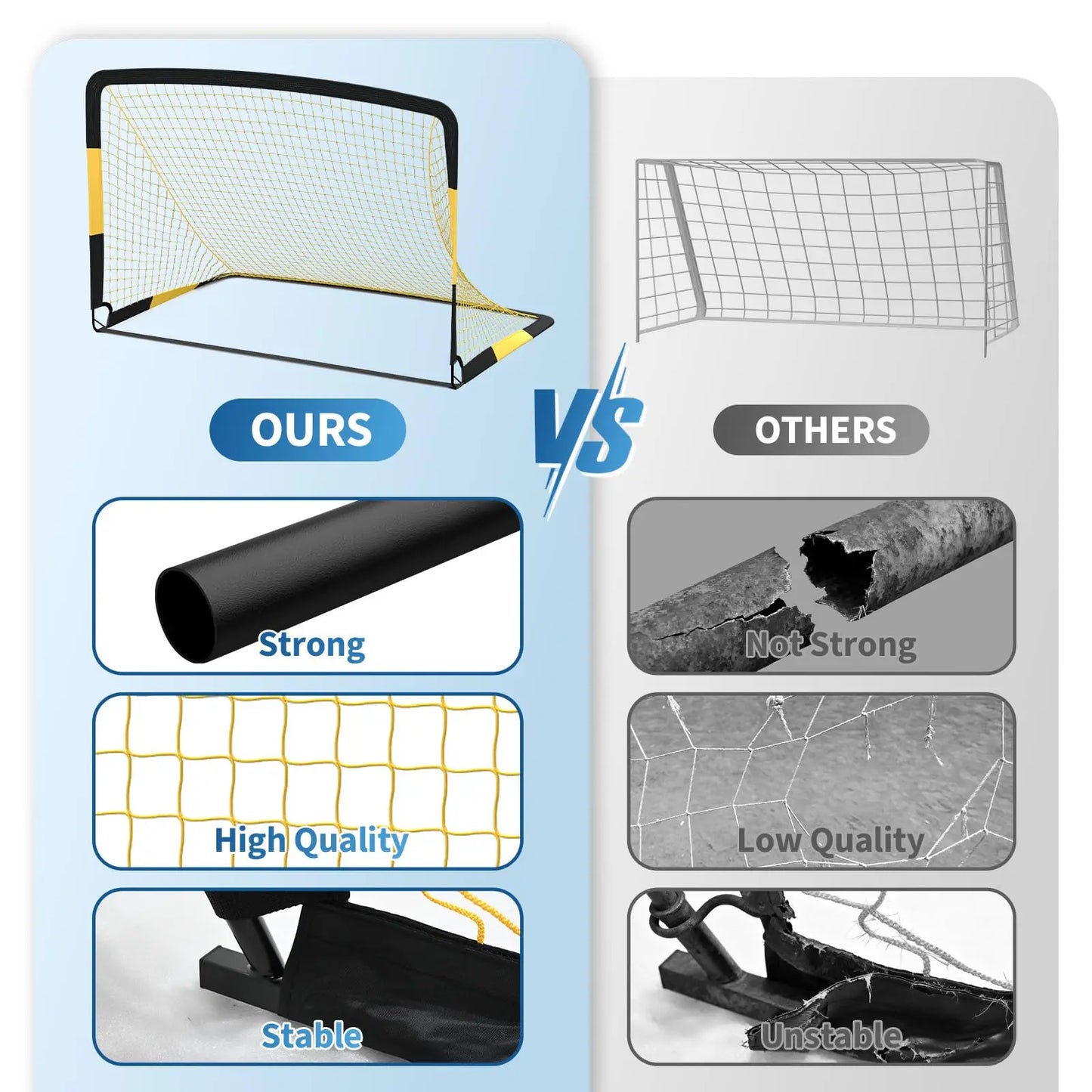 HiMISS Pop Up Soccer Goals Set Backyard Training Kit