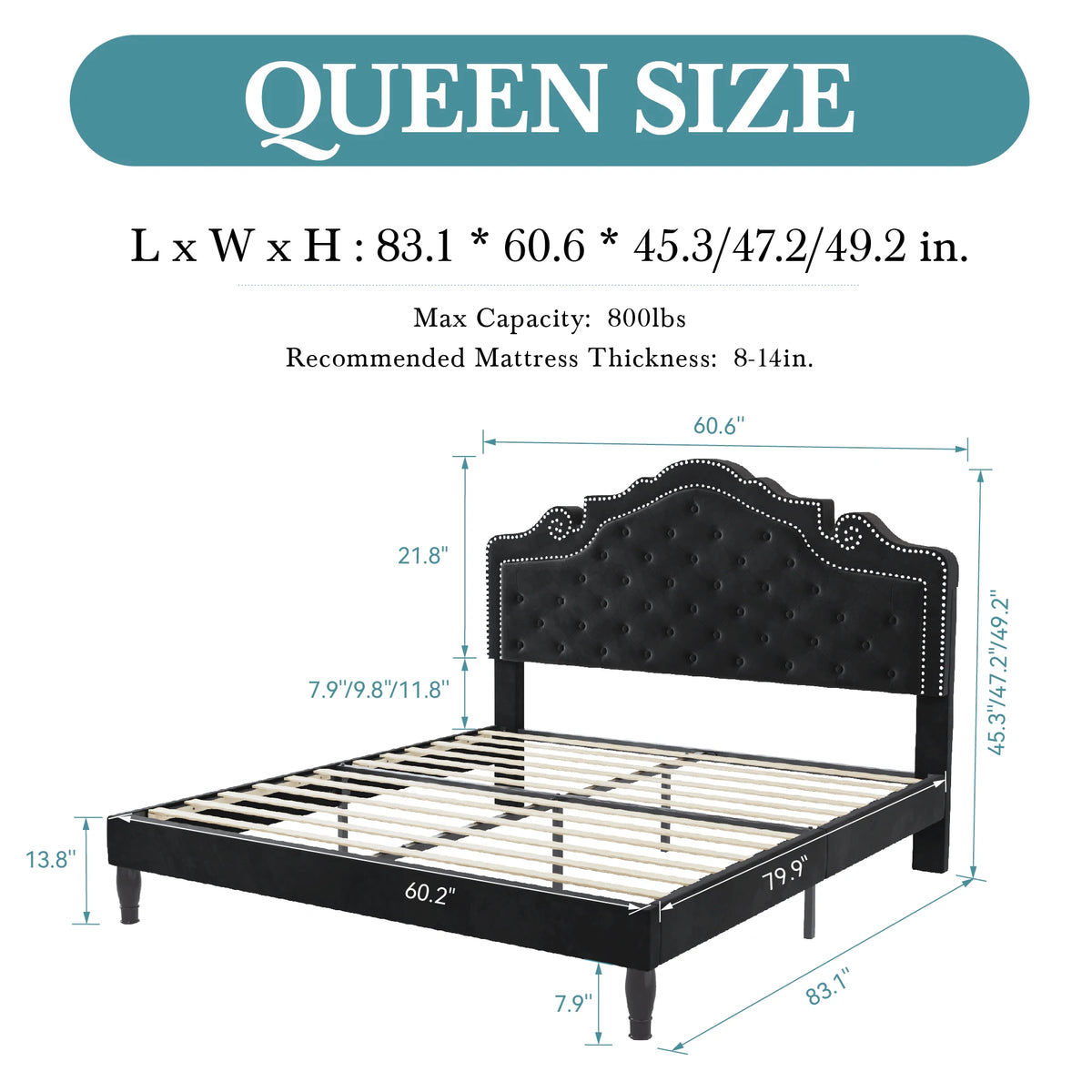 Hoomic Velvet Platform Bed Featuring Diamond Tufted Headboard And Storage
